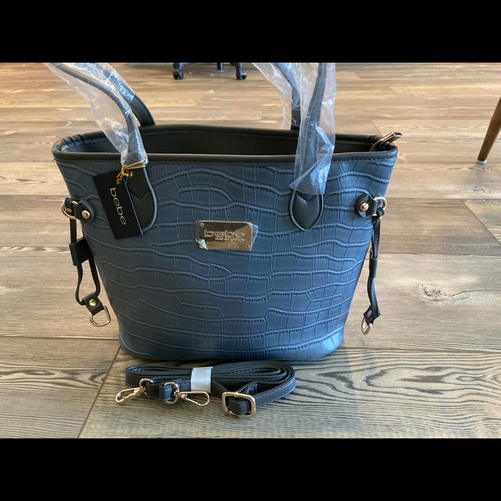Bebe Micca Croco Tote Grey NEW